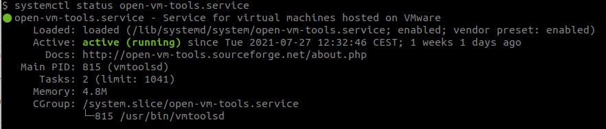 open-vm-tools-service-status