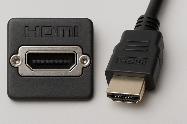 Cable HDMI mascle i femella per connectar la pantalla durant el teletreball