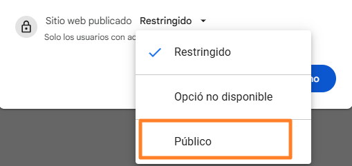 Opcions que tenim quan sí que tenim permisos per compartir fora de la UPC