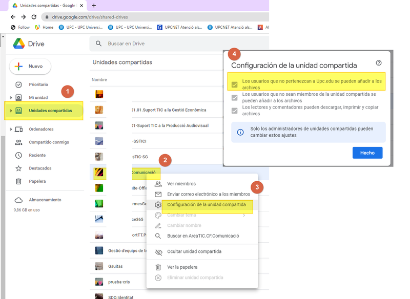 Unitat comportida amb l'exterior