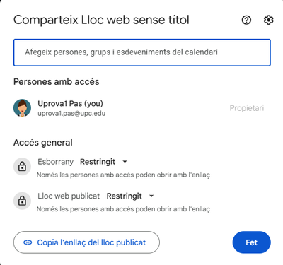 Compartir versió esborrany i publica
