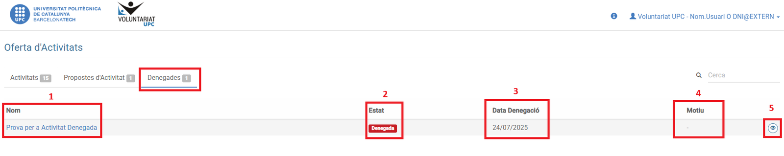 Activitats denegades